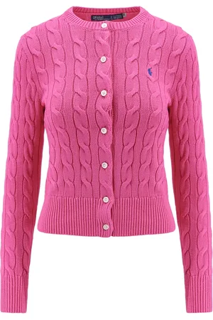 Ralph Lauren Femme, Pulls, Rose, Taille: 36 FR Cardigan en coton avec logo brodé et boutons