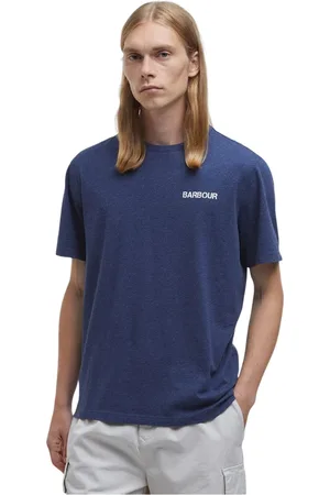 Barbour Homme, Tops, Bleu, Taille: XL Vintage College Print Relaxed Fit T-shirt