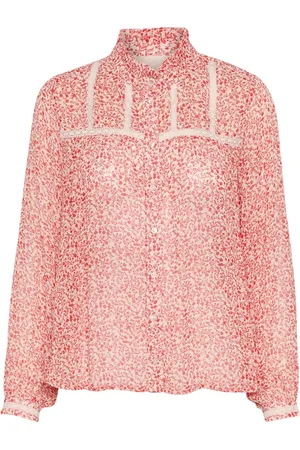 Part Two Femme, Blouses et Chemises, Rouge, Taille: 48 FR Chemisier Féminin à Col Montant