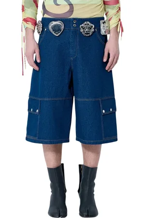 Chopova Lowena Homme, Shorts, Bleu, Taille: M Shorts en Denim Plissés