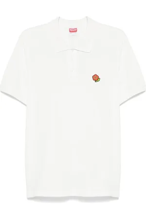 Kenzo Homme, Tops, Blanc, Taille: M Pull Polo Blanc avec Logo Brodé