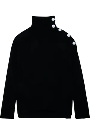 Zadig & Voltaire Femme, Pulls, Noir, Taille: 40 FR Pull Col Roulé en Cachemire avec Boutons