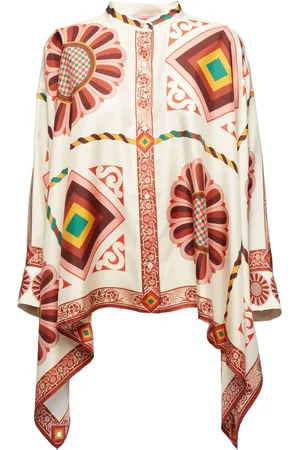 La DoubleJ Femme, Blouses et Chemises, Multicolore, Taille: 40 FR Chemise en Soie Imprimé Carreaux Napolitains