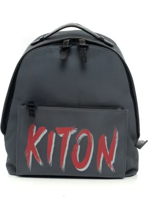 Kiton Homme, Sacs, Gris, Taille: ONE Size Sac à dos en cuir et Cordura