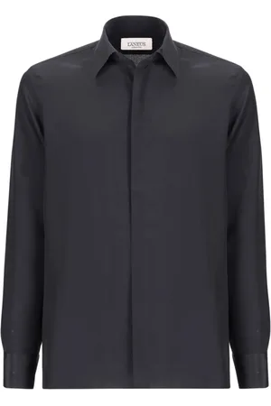 LANEUS Homme, Chemises, Noir, Taille: 3XL Chemise en crêpe de chine de soie