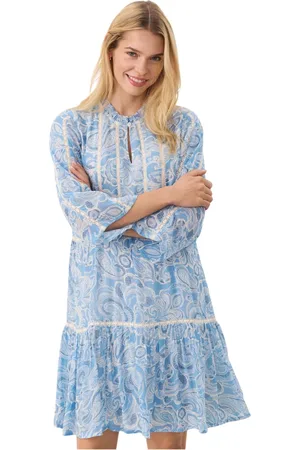 Part Two Femme, Robes, Multicolore, Taille: 36 FR Robe Imprimée Cachemire Marine Mini Quadrillage