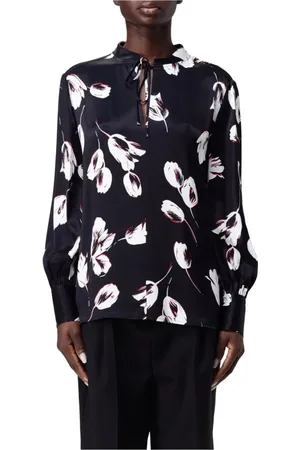 HUGO BOSS Femme, Blouses et Chemises, Noir, Taille: 42 FR Tunique Florale en Viscose