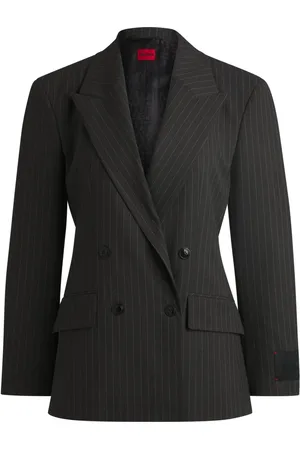 HUGO BOSS Femme, Vestes, Noir, Taille: 40 FR Blazer Rayé à Silhouette Ajustée