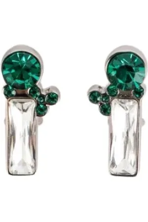 Jil Sander Femme, Accessoires, Vert, Taille: ONE Size Boucles d`oreilles clous en laiton cristal