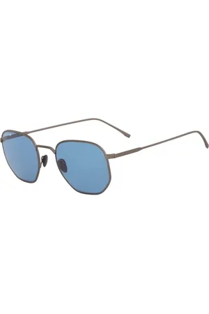 Lacoste Unisex, Accessoires, Gris, Taille: ONE Size Lunettes de Soleil en Métal Moderne avec Verres Bleus