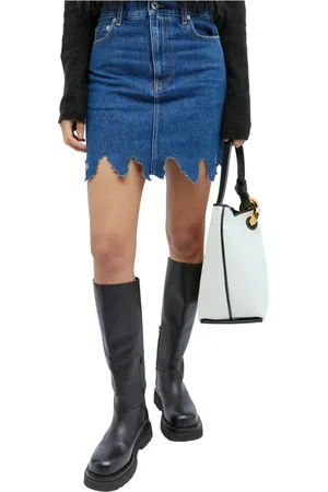 J.W.Anderson Femme, Jupes, Bleu, Taille: 38 FR Jupe Midi en Denim Découpé au Laser