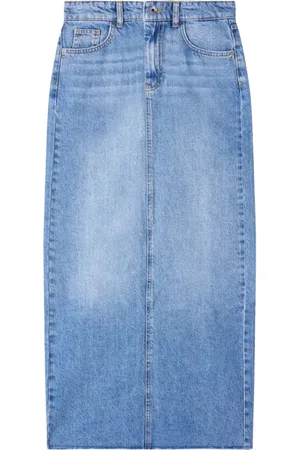 Patrizia Pepe Femme, Jupes, Bleu, Taille: 38 FR Jupe Maxi en Denim avec Fente Profonde