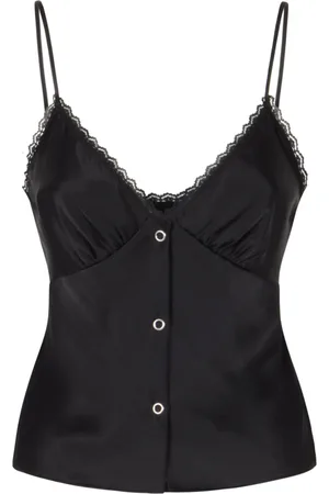 Alexander Wang Femme, Tops, Noir, Taille: 36 FR Haut noir avec bordure en dentelle