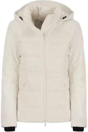 Woolrich Femme, Vestes, Blanc, Taille: 38 FR Doudoune matelassée à capuche