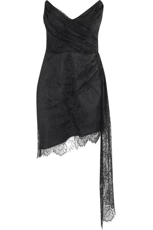 Retrofete Femme, Robes, Noir, Taille: 38 FR Robe Noire en Dentelle avec Col en Coeur