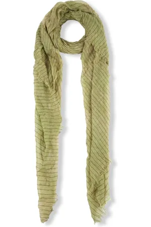 Cortana Femme, Accessoires, Vert, Taille: ONE Size Foulard Vert à Rayures en Cachemire et Soie
