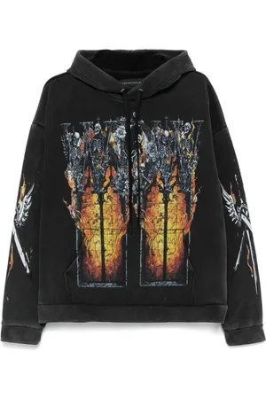 Who Decides War Homme, Sweatshirts et sweats à capuche, Multicolore, Taille: L Sweat à capuche gris anthracite avec motif