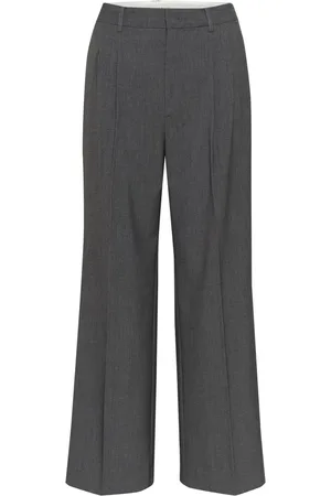 Part Two Femme, Pantalons, Gris, Taille: 38 FR Pantalon Large en Flanelle Grise Mélangée