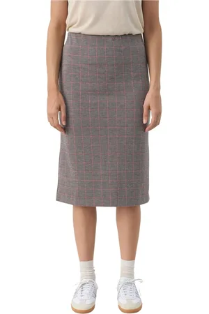 Part Two Femme, Jupes, Multicolore, Taille: 44 FR Jupe à Carreaux Rouges Style Classique