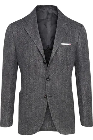 Kiton Homme, Vestes, Gris, Taille: M Veste en cachemire à chevrons