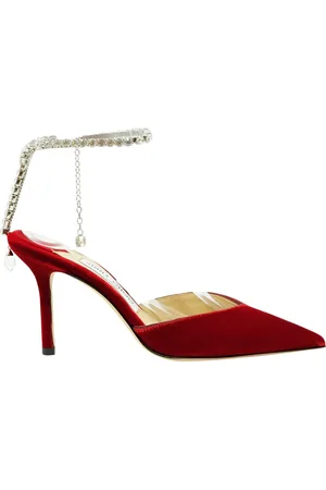 Jimmy Choo Femme, Chaussures, Rouge, Taille: 38 EU Saeda Slingback en Velours Rouge