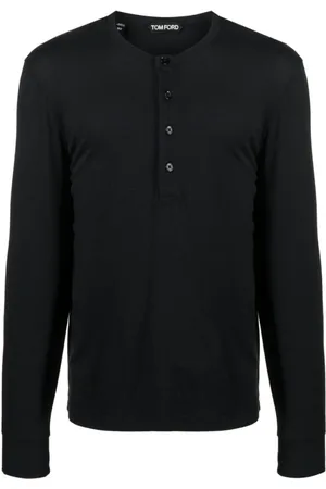 Tom Ford Homme, Tops, Noir, Taille: L Pull Noir en Coton à Col Rond