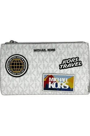 Michael Kors Femme, Accessoires, Gris, Taille: ONE Size Portefeuille à double fermeture éclair avec fentes pour cartes