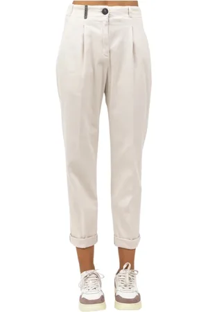 PESERICO SIGN Femme, Pantalons, Blanc, Taille: 42 FR Pantalon en coton Galardina