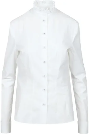 Serafini Femme, Blouses et Chemises, Blanc, Taille: 36 FR Chemise en coton à col montant