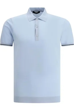 MOORER Homme, Tops, Bleu, Taille: 38 FR Polo Bleu Clair Manches Courtes