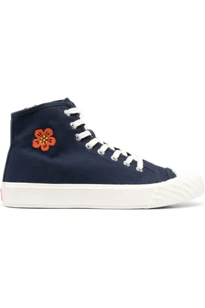 Kenzo Homme, Chaussures, Bleu, Taille: 43 EU Baskets montantes à imprimé floral bleu nuit