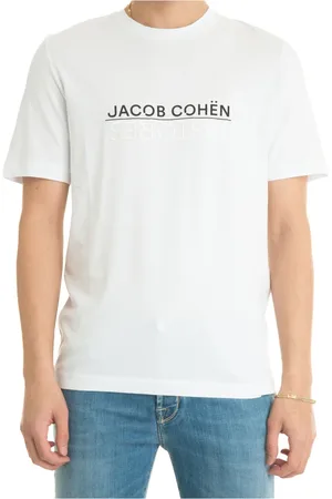 Jacob Cohen Homme, Tops, Blanc, Taille: M T-shirt Maxi Logo en Coton
