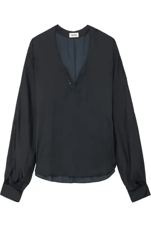 Zadig & Voltaire Femme, Blouses et Chemises, Noir, Taille: 42 FR Blouse Large Noire en Satin