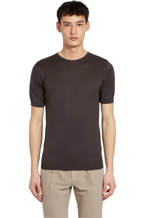 JOHN SMEDLEY Homme, Tops, Brun, Taille: L T-shirt en Coton Vert à Manches Courtes