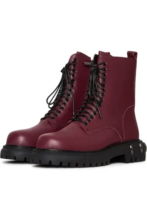 CESARE GASPARI Femme, Chaussures, Rouge, Taille: 40 EU Bottines de combat à lacets avec semelle chunky - Bordeaux