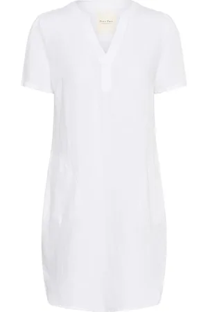 Part Two Femme, Robes, Blanc, Taille: 36 FR Robe Blanche Éclatante à Manches Courtes