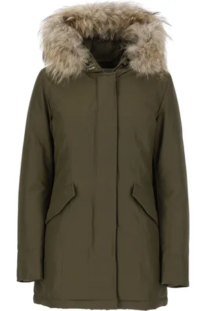 Woolrich Femme, Vestes, Vert, Taille: 36 FR Parka en tissu technique avec capuche amovible