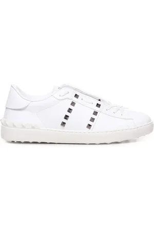 VALENTINO GARAVANI Homme, Chaussures, Blanc, Taille: 40 EU Baskets en Cuir Blanc avec Détails de Clous