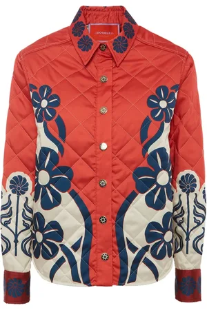 La DoubleJ Femme, Vestes, , Taille: 38 FR Veste Croisée Brillante à Motif d`Inspiration Liberty