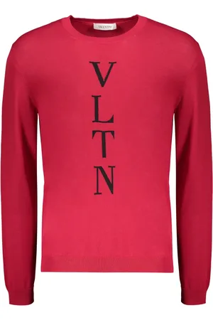 VALENTINO GARAVANI Homme, Pulls, Rouge, Taille: L Pull en coton côtelé avec logo sur le devant