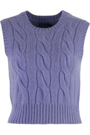 Ralph Lauren Femme, Pulls, Violet, Taille: 36 FR Gilet en maille torsadée laine et cachemire mélangés