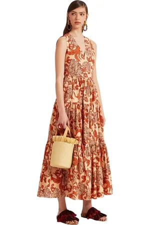 La DoubleJ Femme, Robes, Multicolore, Taille: 44 FR Robe Longue Ample Sans Manches Col V