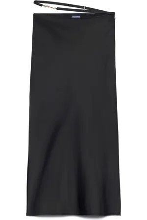 Jacquemus Femme, Jupes, Noir, Taille: 36 FR Jupe Midi Satinée Logo Doré