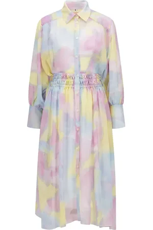 HUGO BOSS Femme, Robes, Multicolore, Taille: 40 FR Robe chemise florale avec taille élastique