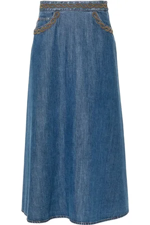 VALENTINO GARAVANI Femme, Jupes, Bleu, Taille: 42 FR Élégante jupe noire à motif unique