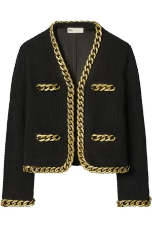 Tory Burch Femme, Pulls, Noir, Taille: 40 FR Kendra Chain Cardigan