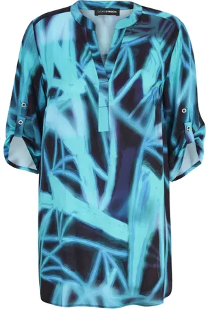 DORIS S Femme, Blouses et Chemises, Bleu, Taille: 48 FR Chemisier à Imprimé Graphique
