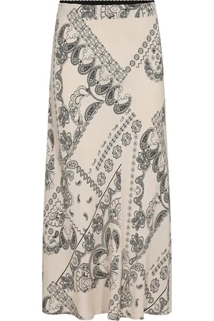 Part Two Femme, Jupes, Multicolore, Taille: 34 FR Jupe Midi à Taille Élastique et Imprimé Cachemire Graphique