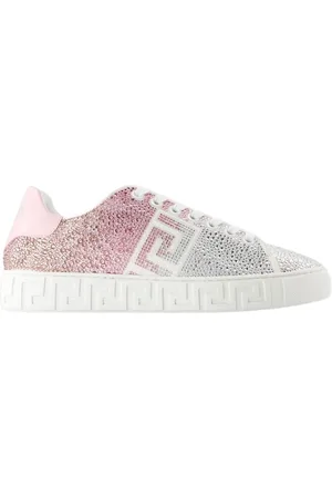 VERSACE Femme, Chaussures, Multicolore, Taille: 41 EU Baskets en Cuir Blanc - Bout Rond