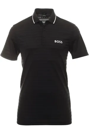 HUGO BOSS Homme, Tops, Noir, Taille: M Polo Slim Fit à Rayures Tricotées